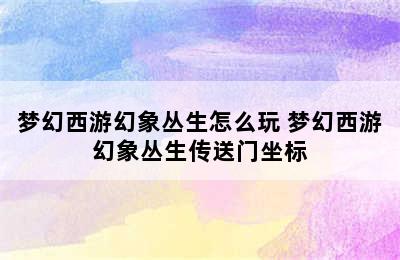 梦幻西游幻象丛生怎么玩 梦幻西游幻象丛生传送门坐标